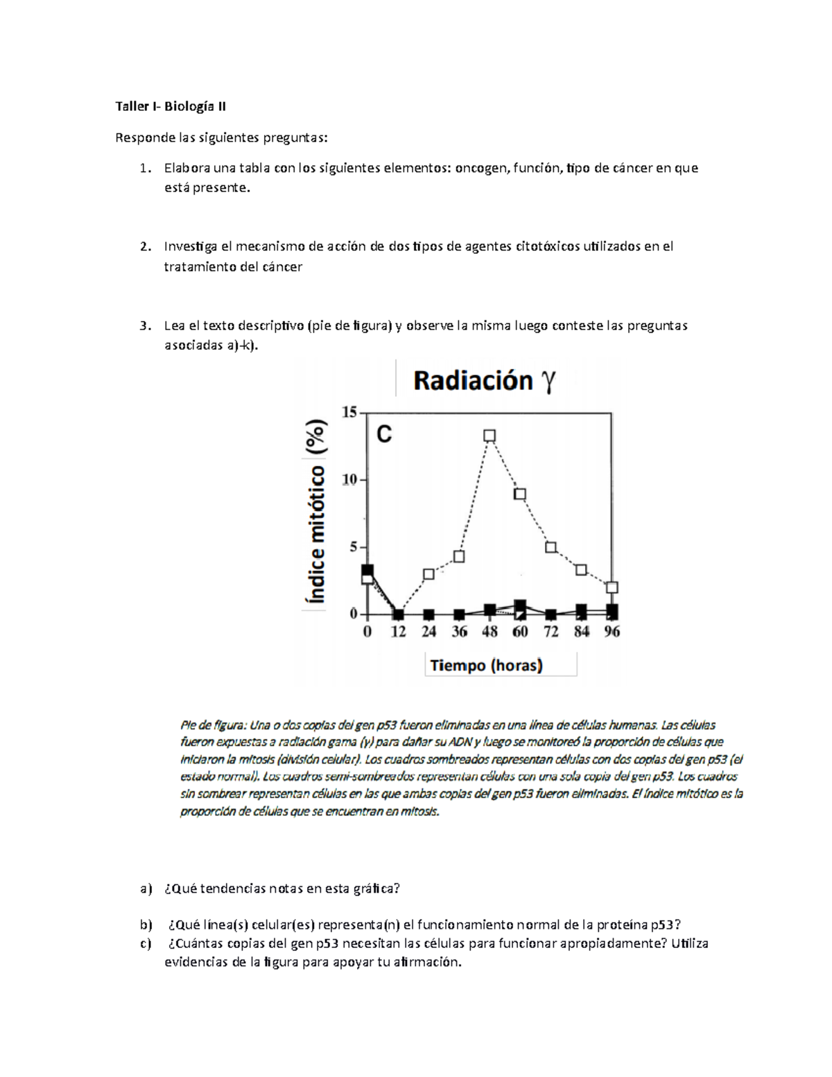 Taller 1 - ertyu - Taller I- Biología II Responde las siguientes ...