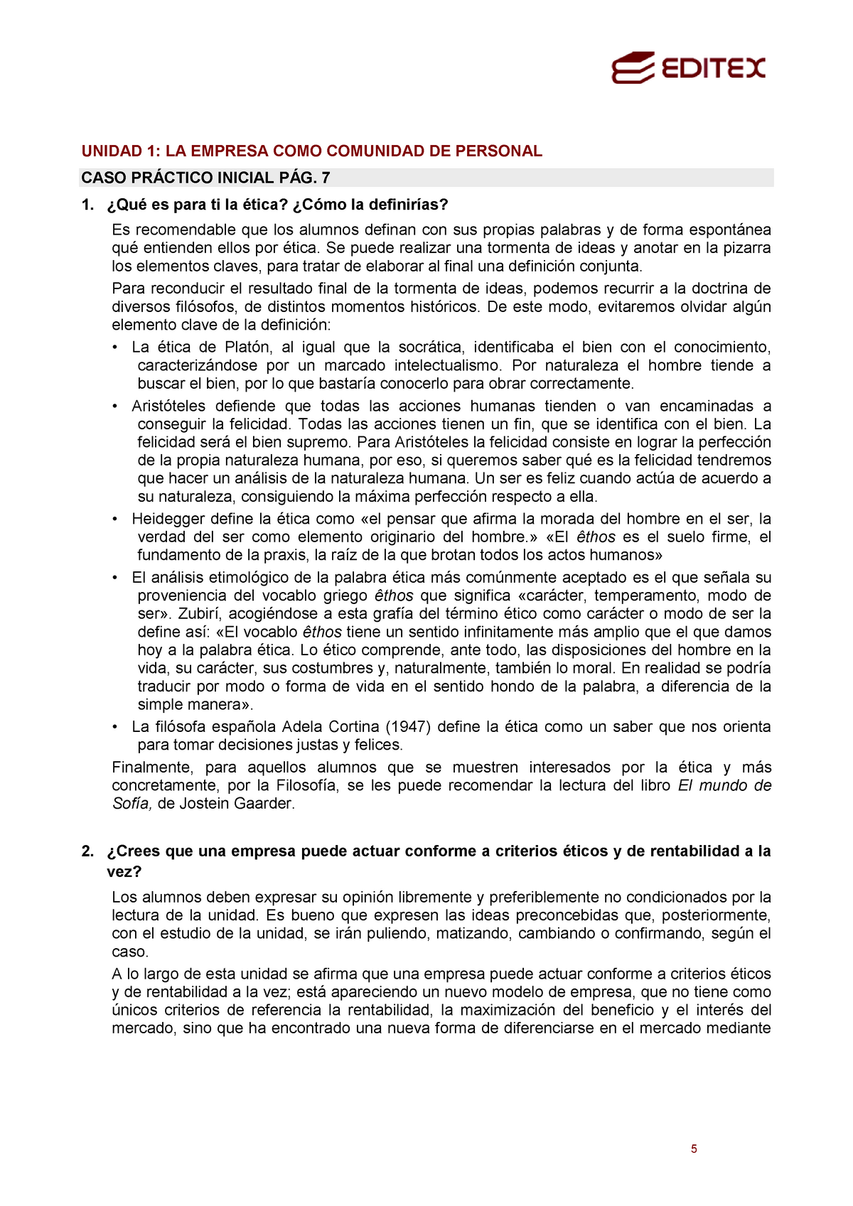 RRHH Y RSC Solucionario UD1 - UNIDAD 1: LA EMPRESA COMO COMUNIDAD DE ...