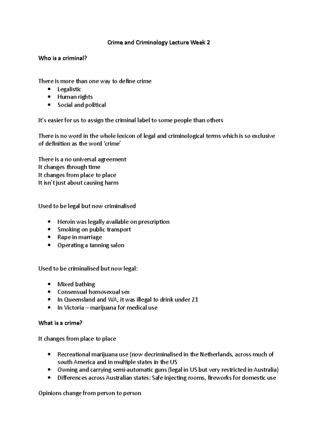 Week 2 - Who is a Criminal Lecture - Crime and Criminology Lecture Week ...