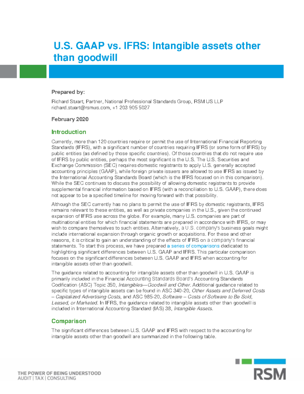 Us gaap ifrs intagible assets other than goodwill - U. GAAP vs. IFRS ...