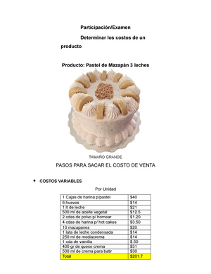 Determinación de costos para un producto - Participación/Examen Determinar  los costos de un producto - Studocu