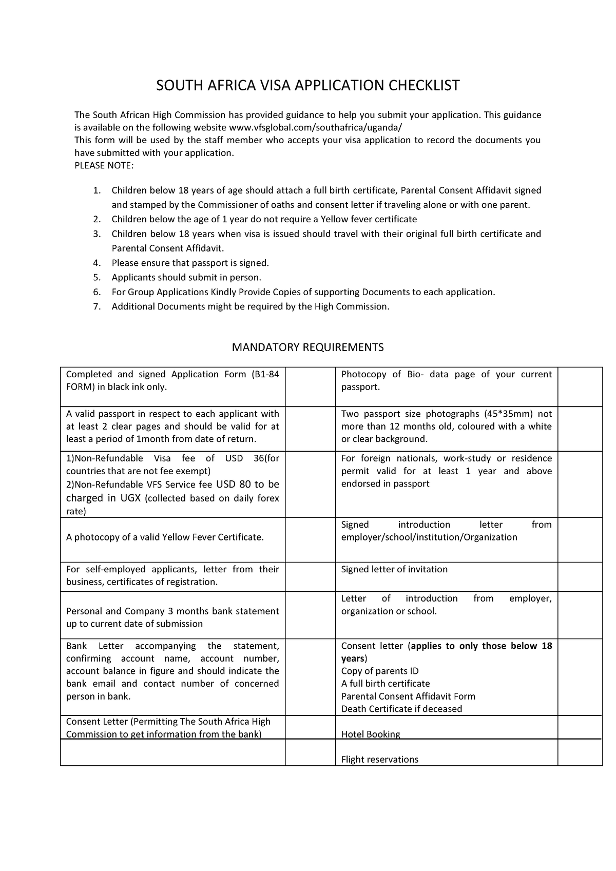 Application Checklist 211015 - SOUTH AFRICA VISA APPLICATION CHECKLIST ...