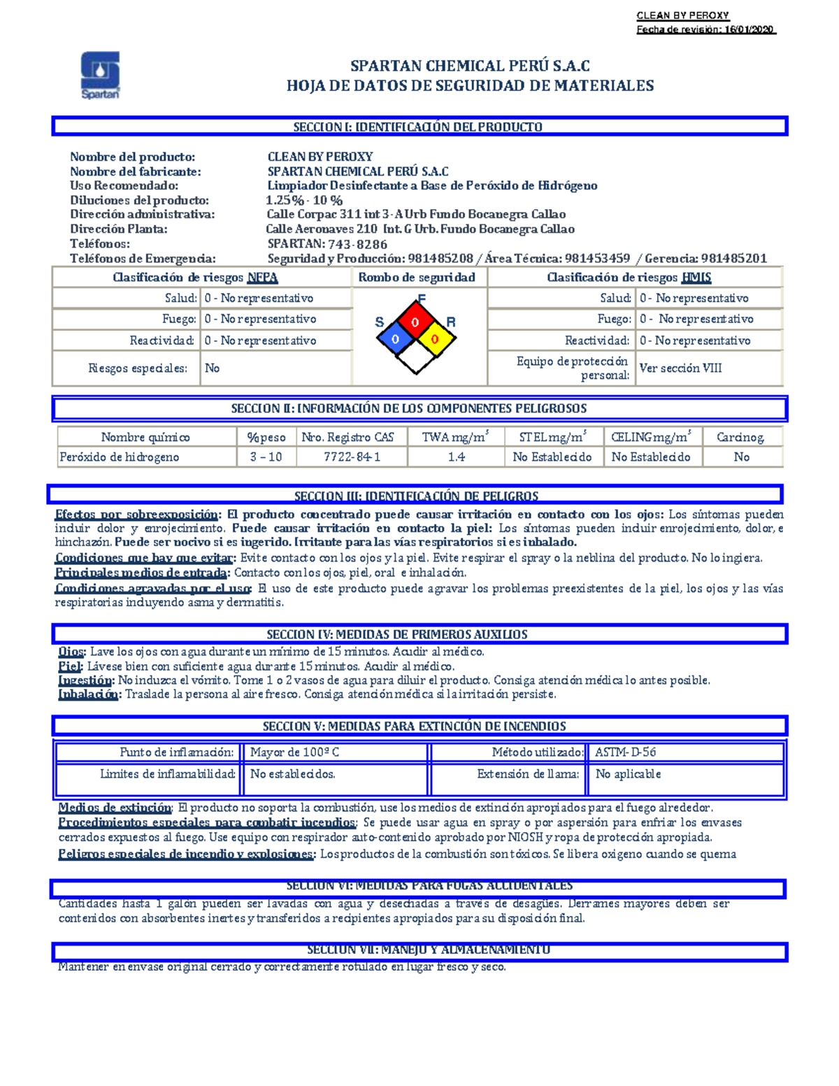 CleanBY PeroxyHOJADE DatosDE SeguridadDE Materiales copia