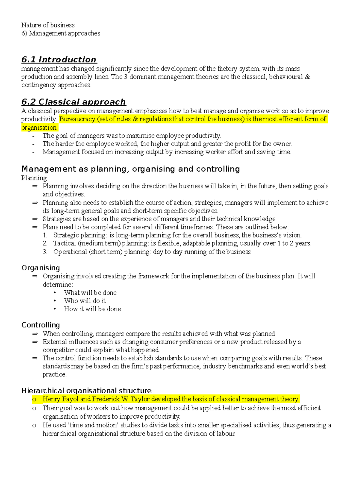 Notes Topic 2 Management Approaches Sohana - Management approaches 6 ...