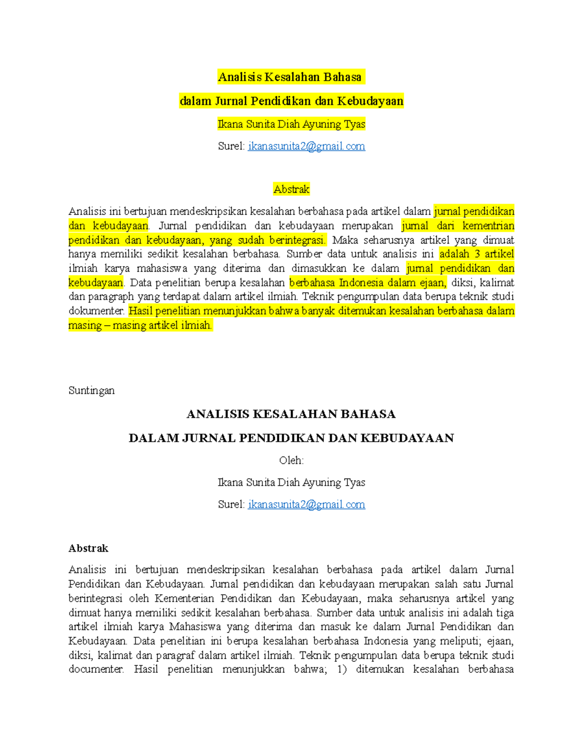 SI2019-1902014 4036- Tugas 9 - Analisis Kesalahan Bahasa Dalam Jurnal ...