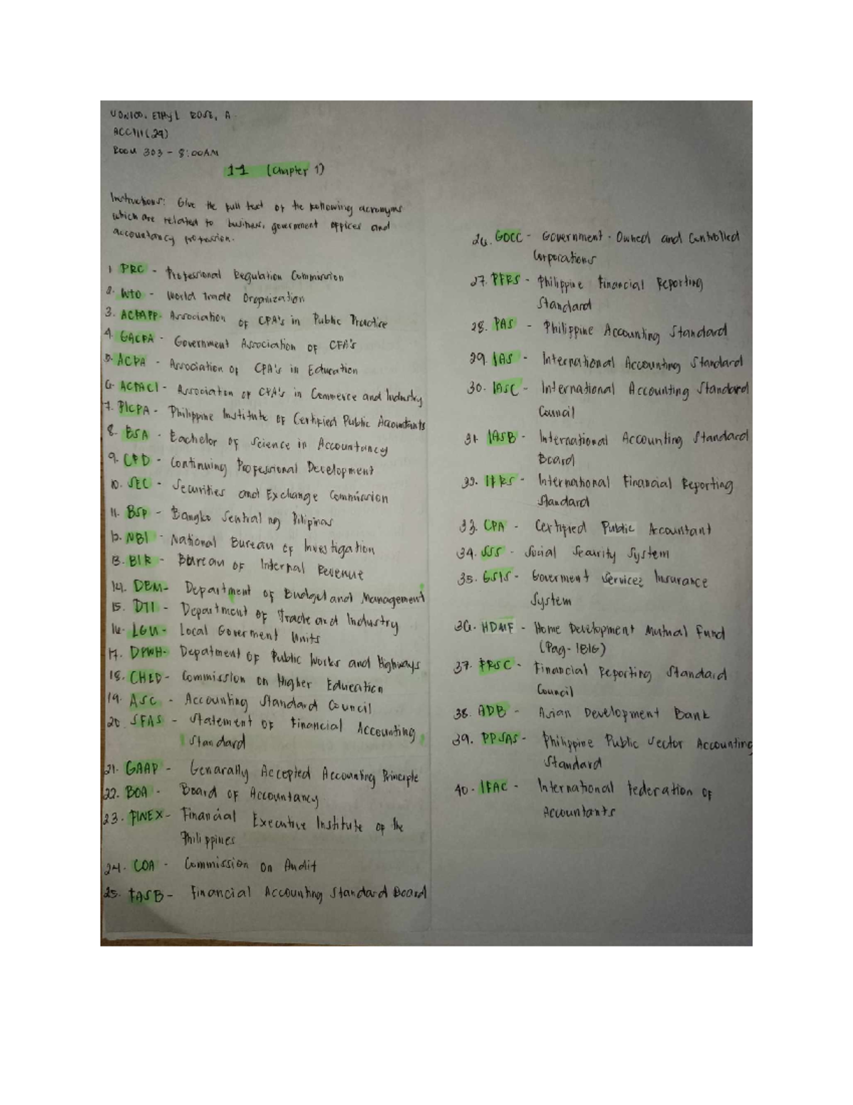 Acc111(27), Room 303, Sonico, Ethyl Rose, A - Financial Accounting And ...