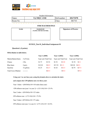 ECO121 Test 02 Individual Assignment 02 - HOA LAC BUSINESS ...