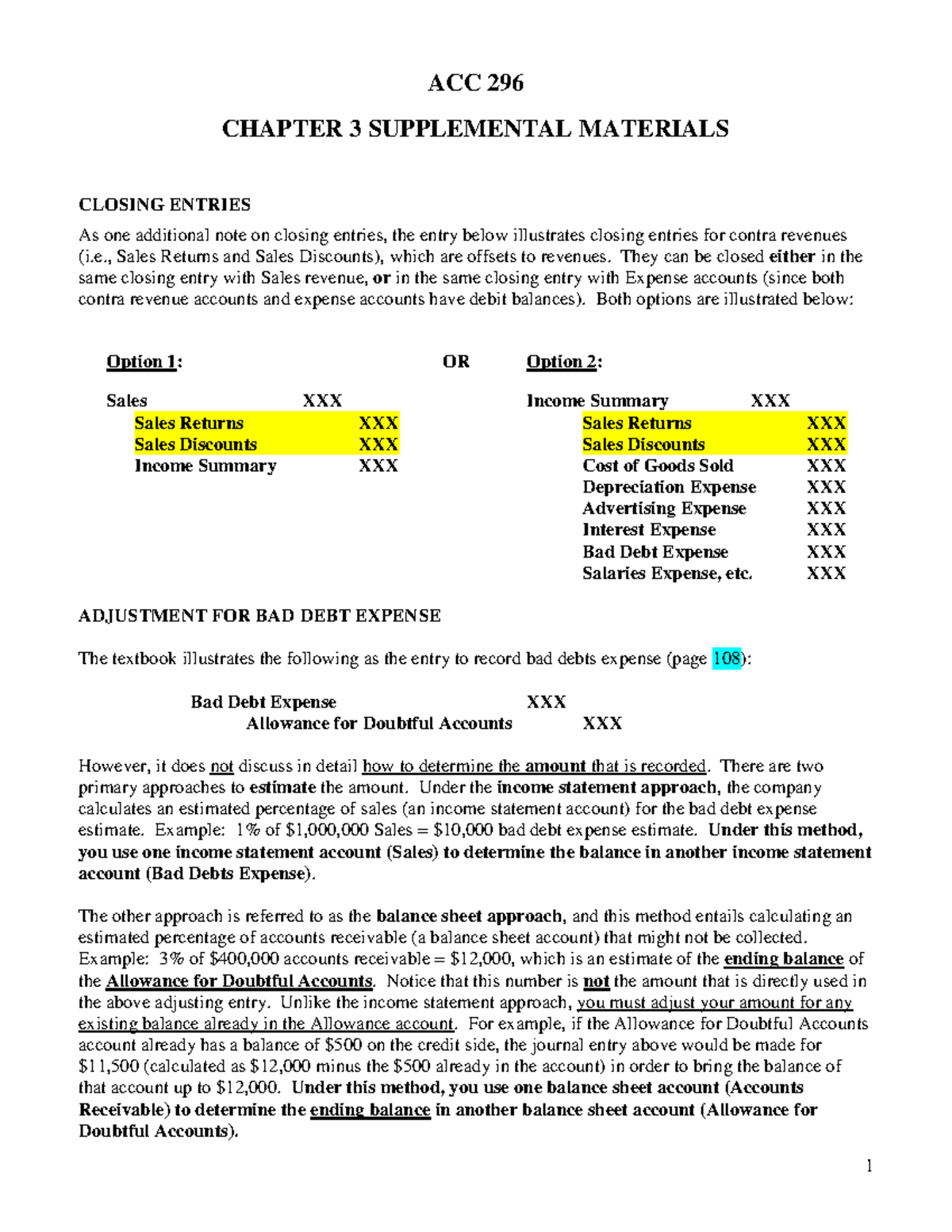 Chapter 03 Supplemental Materials - Student - ACC 296 CHAPTER 3 ...
