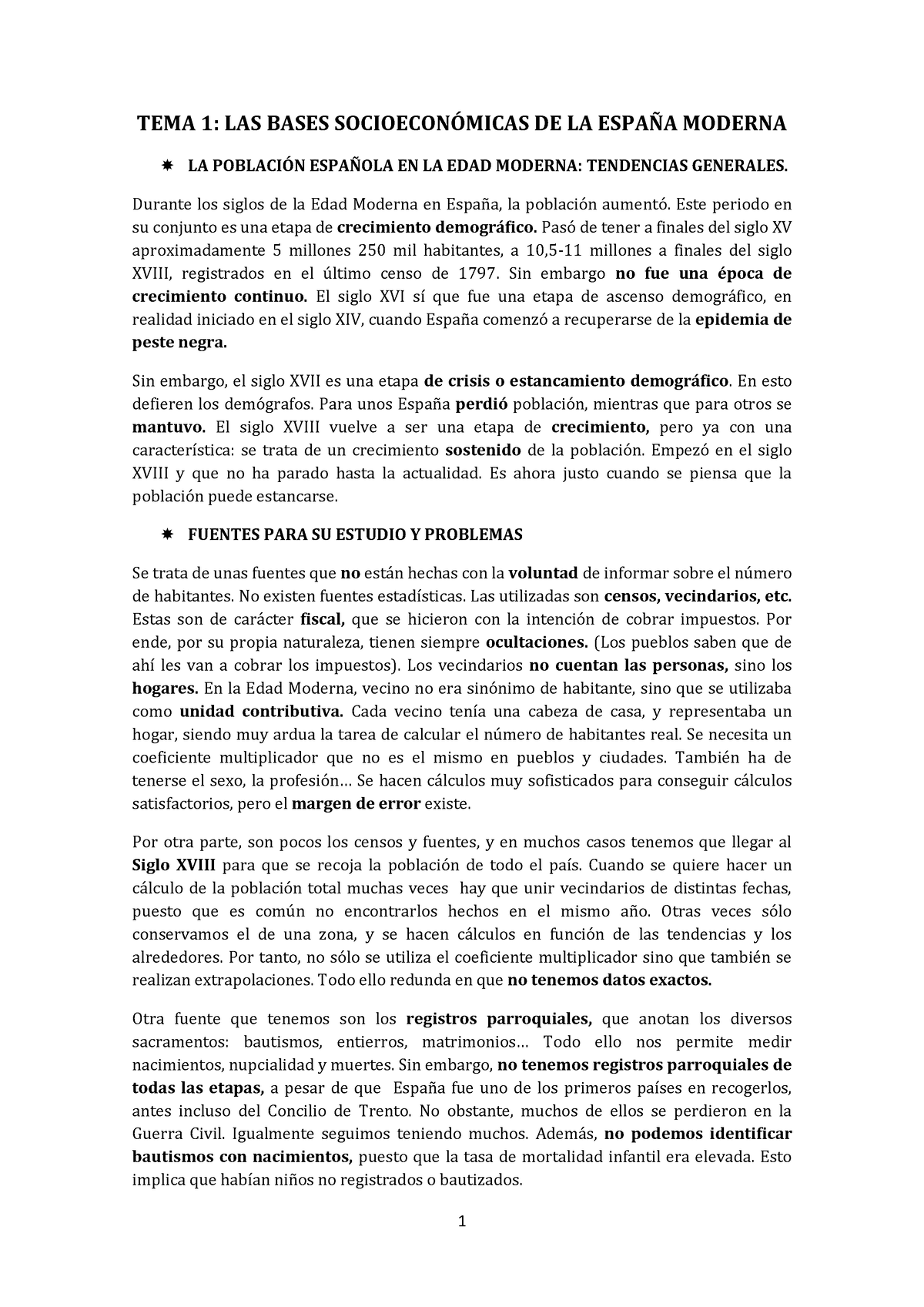 Tema 1 - TEMA 1: LAS BASES SOCIOECON”MICAS DE LA ESPA—A MODERNA LA ...