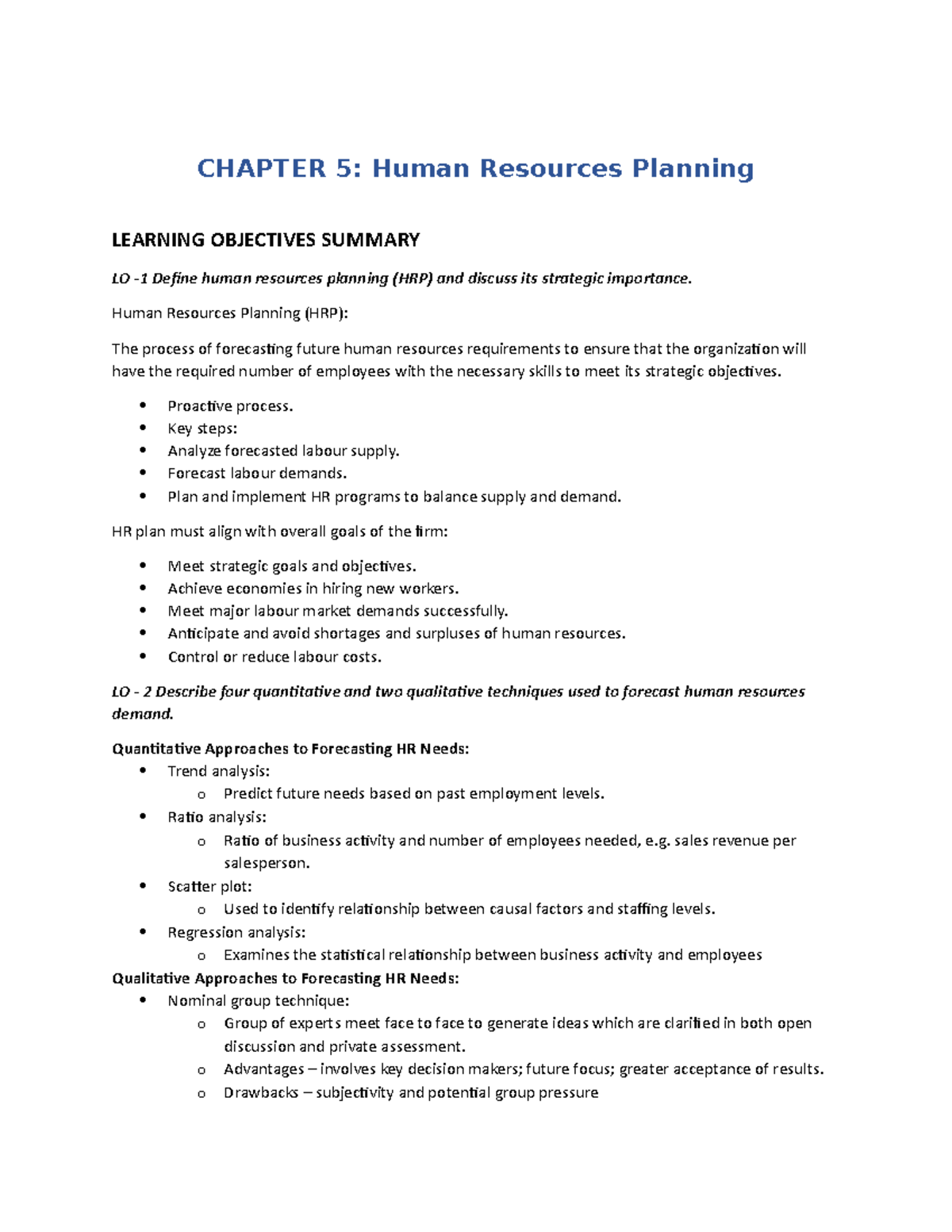 Chapter 5 - HRM Notes - HRMT301 - Centennial College - Studocu