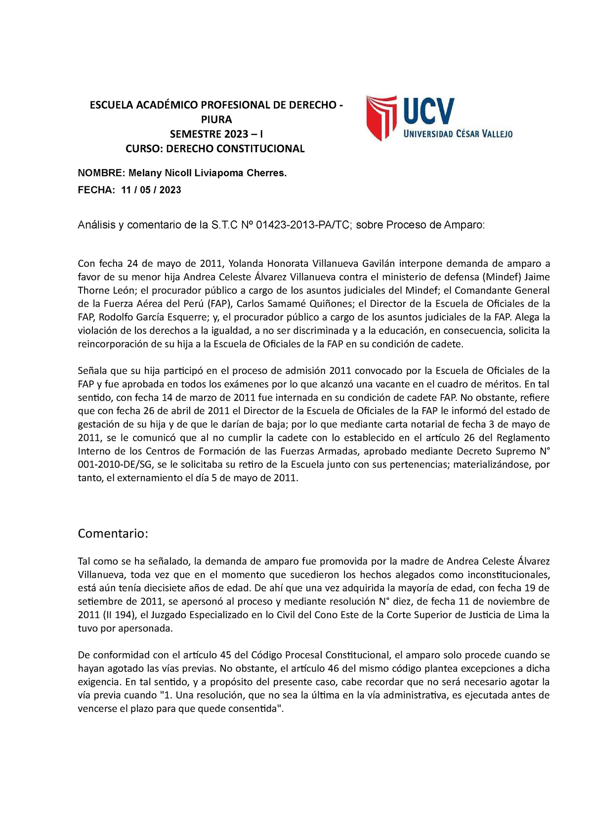 CL A.1 Resolucion - Solucion - ESCUELA ACADÉMICO PROFESIONAL DE DERECHO ...