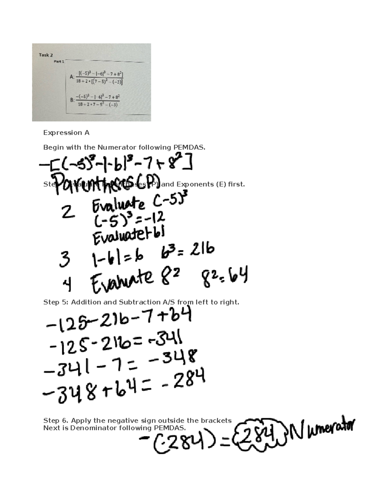 Task 2- Number Theory copy - Expression A Begin with the Numerator ...