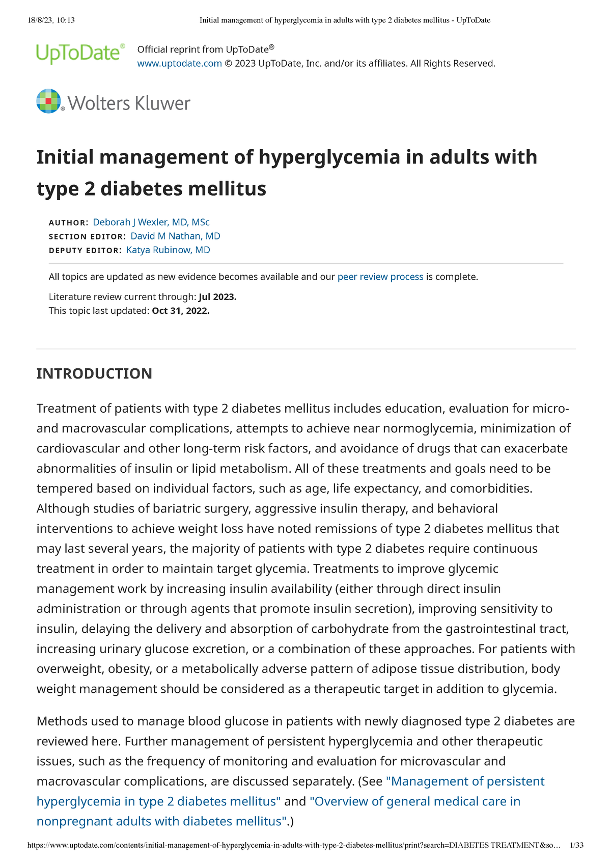 Initial Management Of Hyperglycemia In Adults With Type 2 Diabetes ...