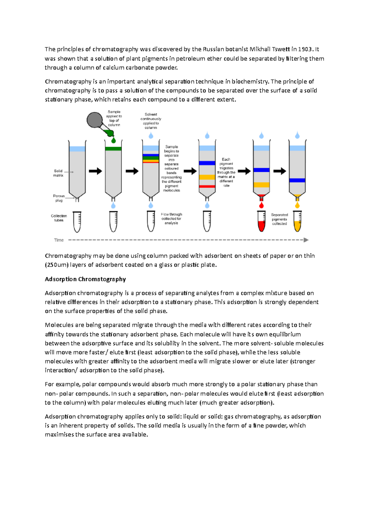 Practical 3 Chromatography Notes The principles of chromatography was