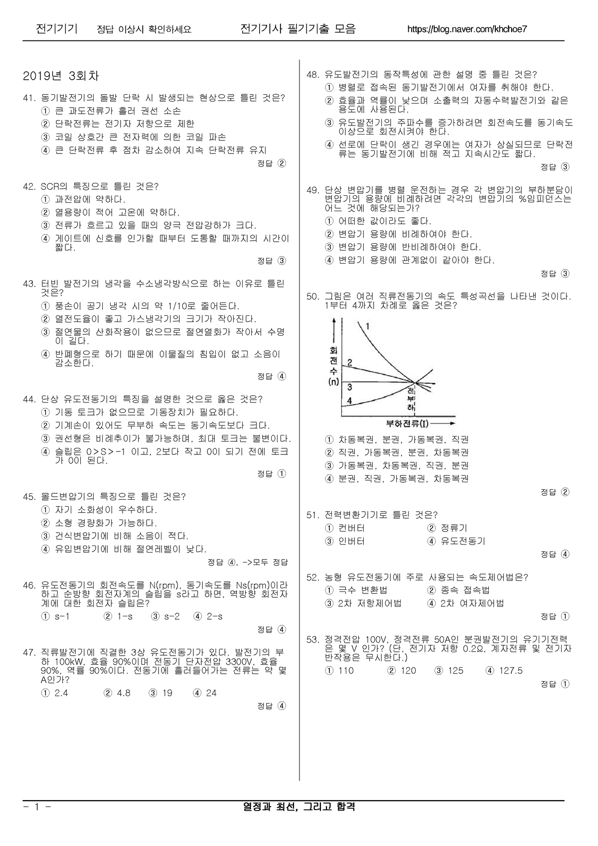 전기기사 전기기기 기출 모음 1 Dssd 2019 년 3 회차 41 동기발전기의 돌발 단락 시 발생되는 현상으로 틀린