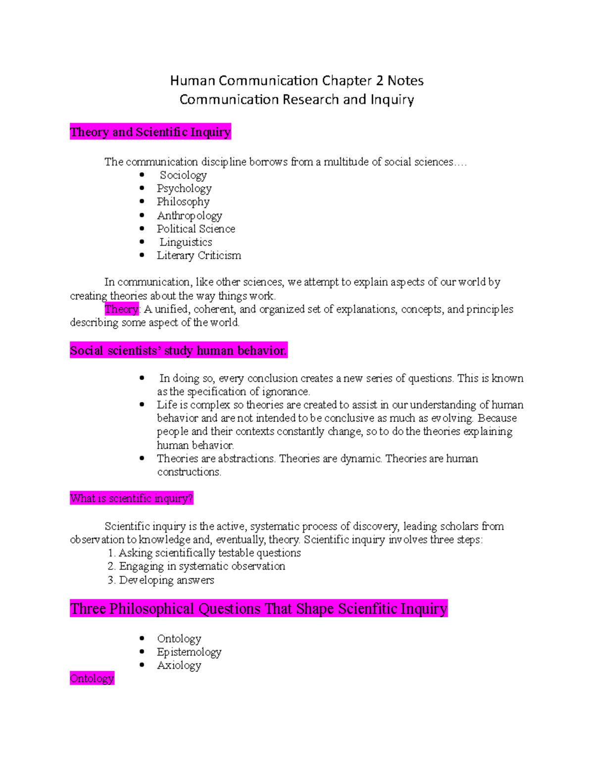 Human Communication Chapter 2 Notes Sociology Psychology Human Communication Chapter 2 Notes Sociology Psychology