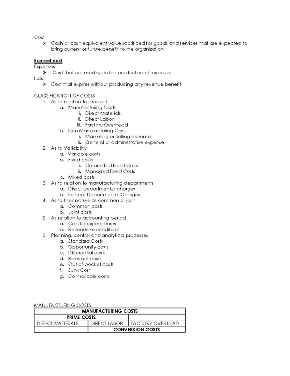 CAC Module 2 - asd - Cost Ø Cash or cash equivalent value sacrificed ...