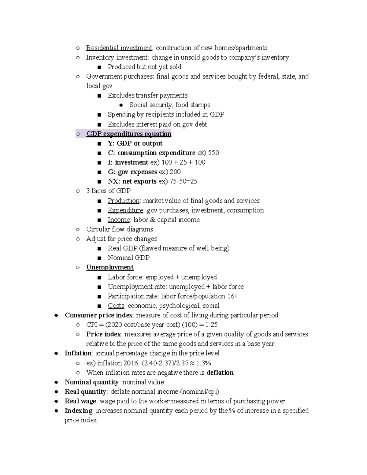 Econ 202 Notes 4 - Google Docs - Residential investment : construction ...