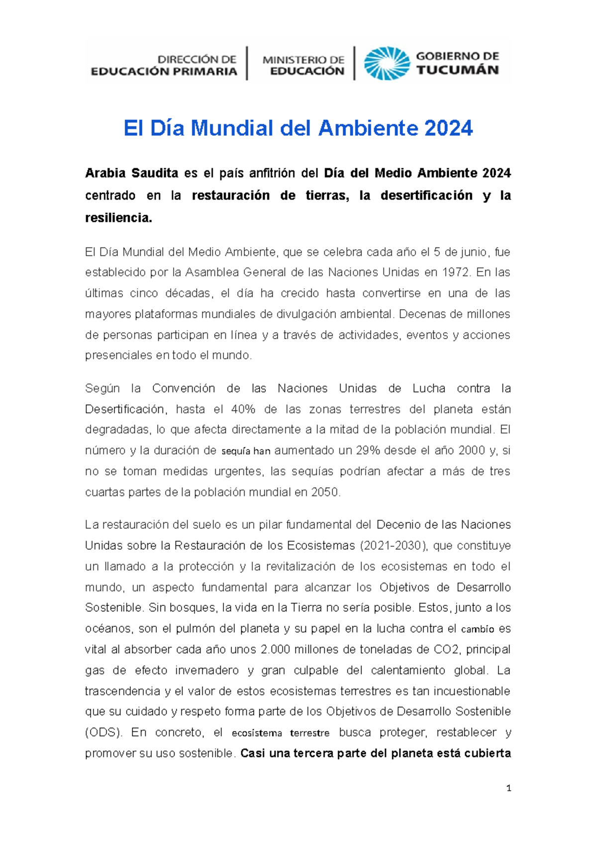 5 de Junio Día Mundial del Ambiente 2024 (1) - El Día Mundial del ...