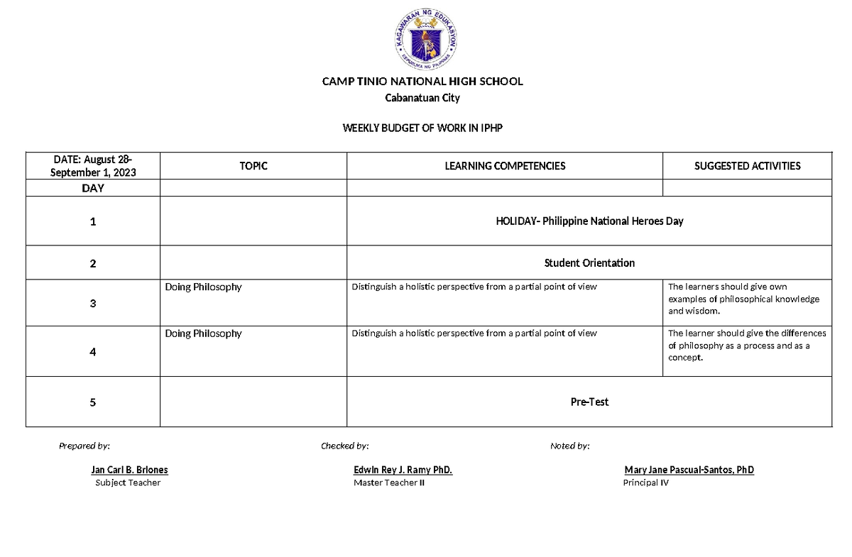 DLL-WORD- Format-Week 1-12- Humms-A - CAMP TINIO NATIONAL HIGH SCHOOL ...