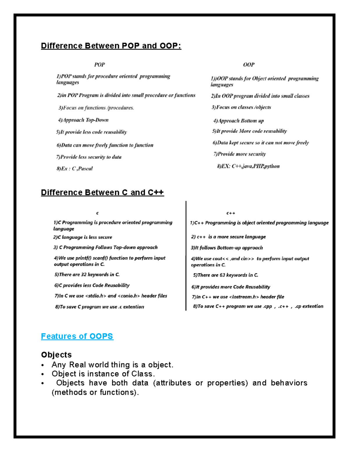 Oops - oops - Difference Between POP and OOP: Difference Between C and ...