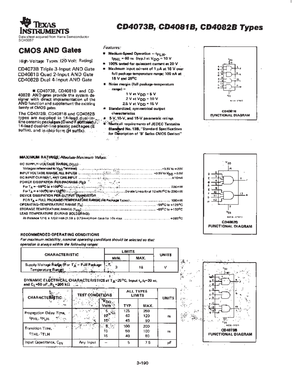 CD4073B - cada - Data sheet acquired from Harris Semiconductor SCHS ...