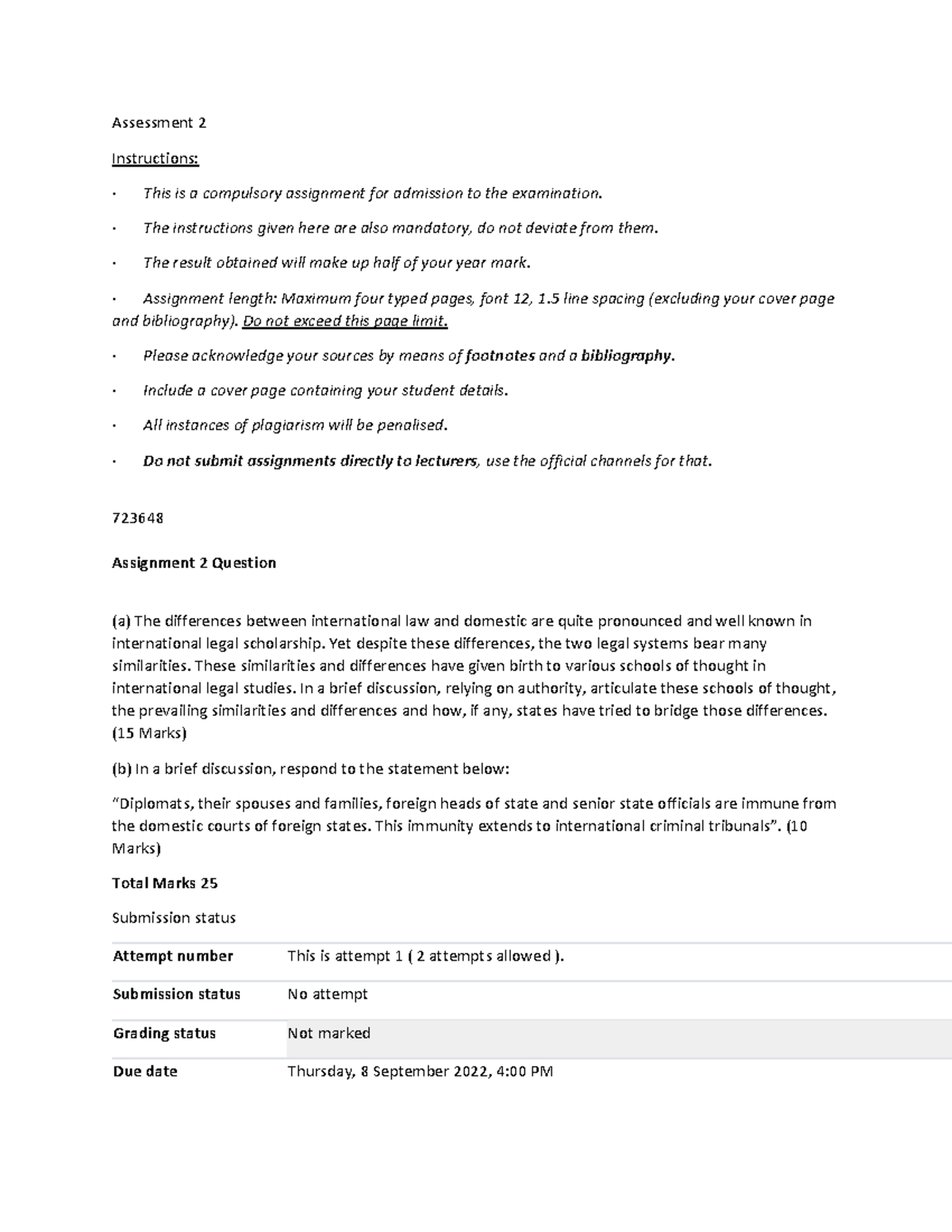 Assessment 2 - law of person - Assessment 2 Instructions: · This is a ...