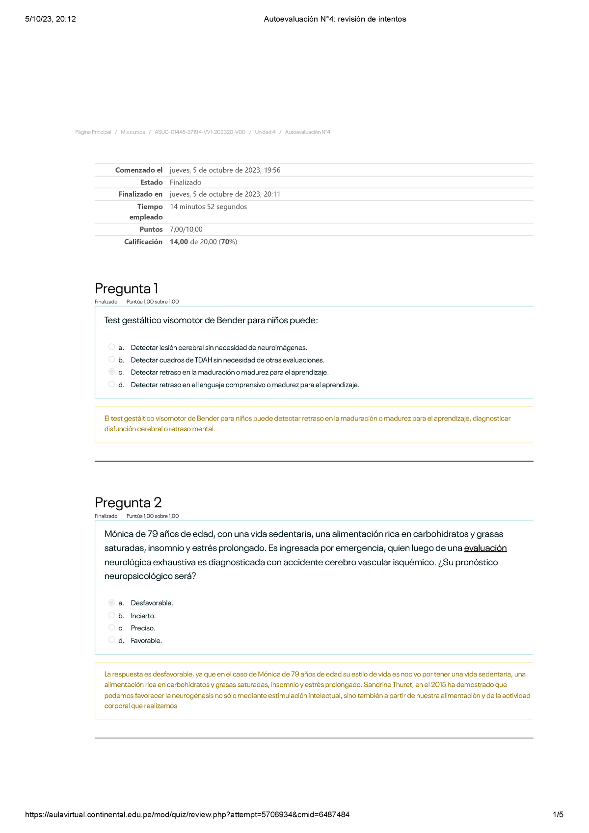 Autoevaluación N°4 Revisión De Intentos - Página Principal / Mis Cursos ...