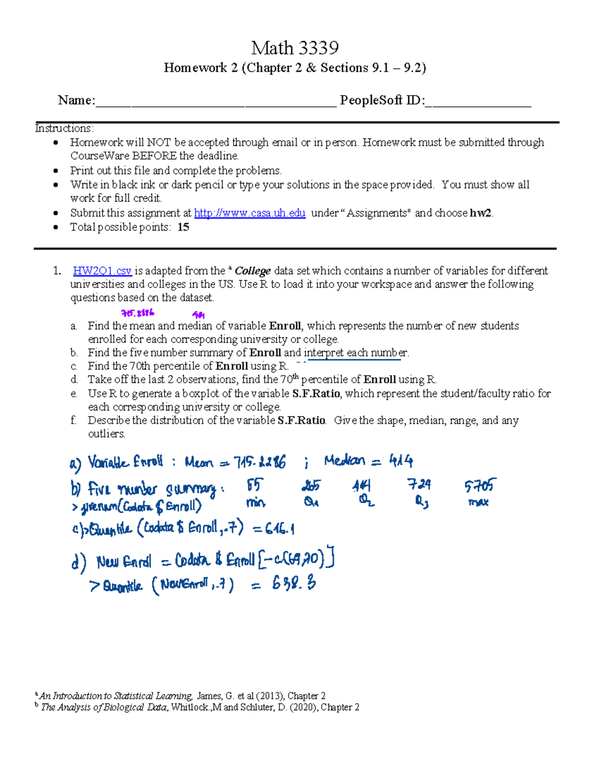 statistics homework 2.1