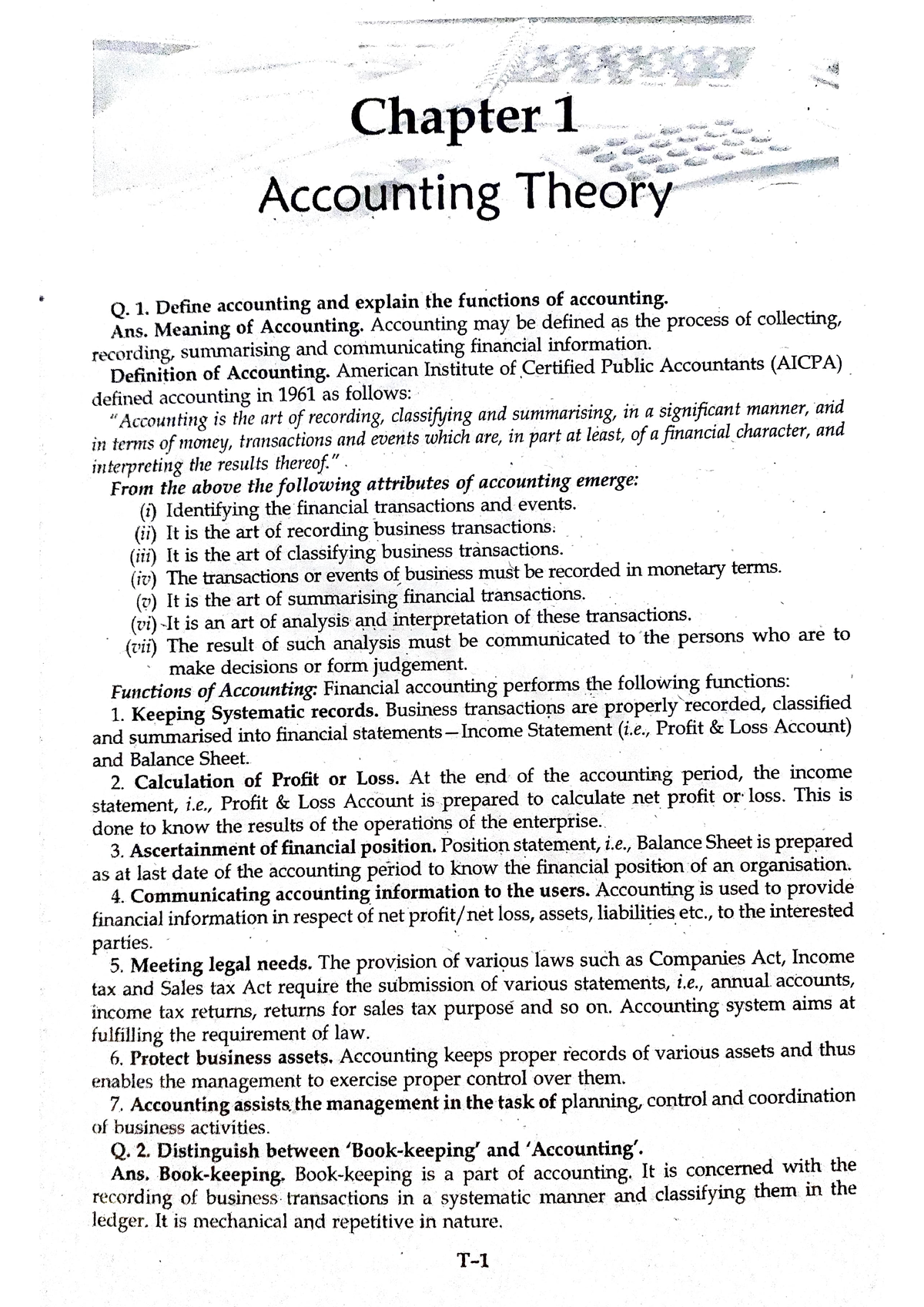 CH 1 Accounting Theory - Chapter Accounting Theory Q. Define Accounting ...