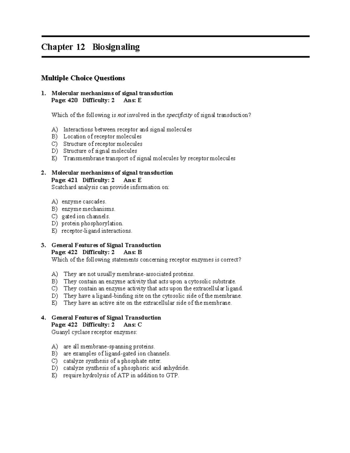 Chapter 12 practice exam Multiple Choice Questions Molecular