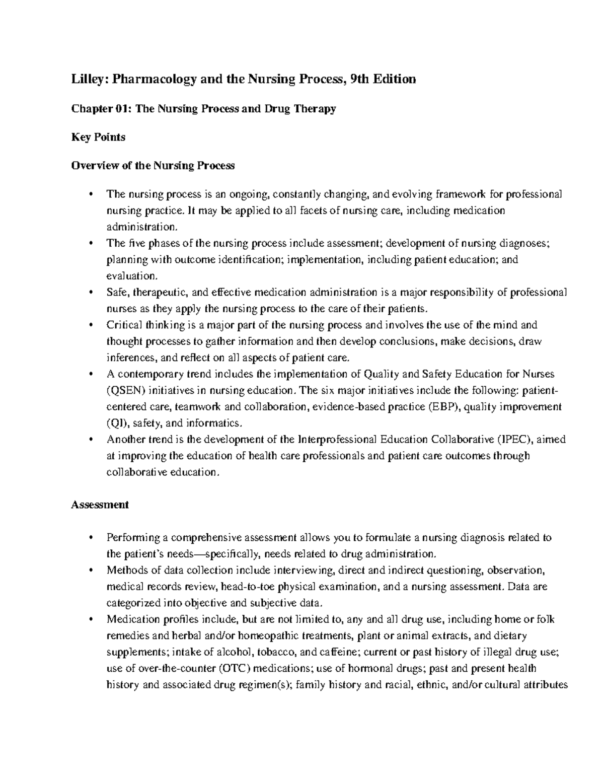 Chapter 1 - Pharmacology and the Nursing Process - Lilley: Pharmacology ...