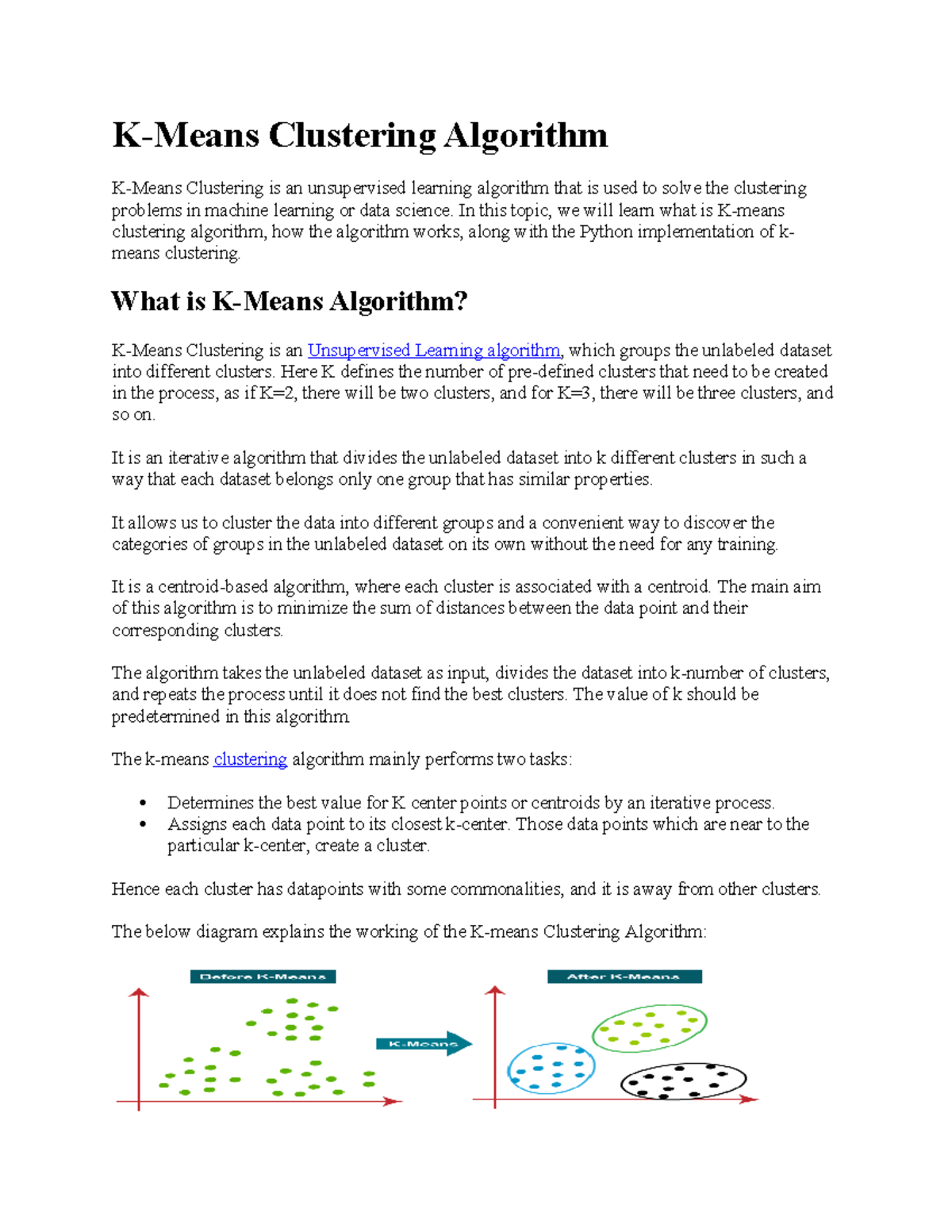 K means cluster - K-Means Clustering Algorithm K-Means Clustering is an ...