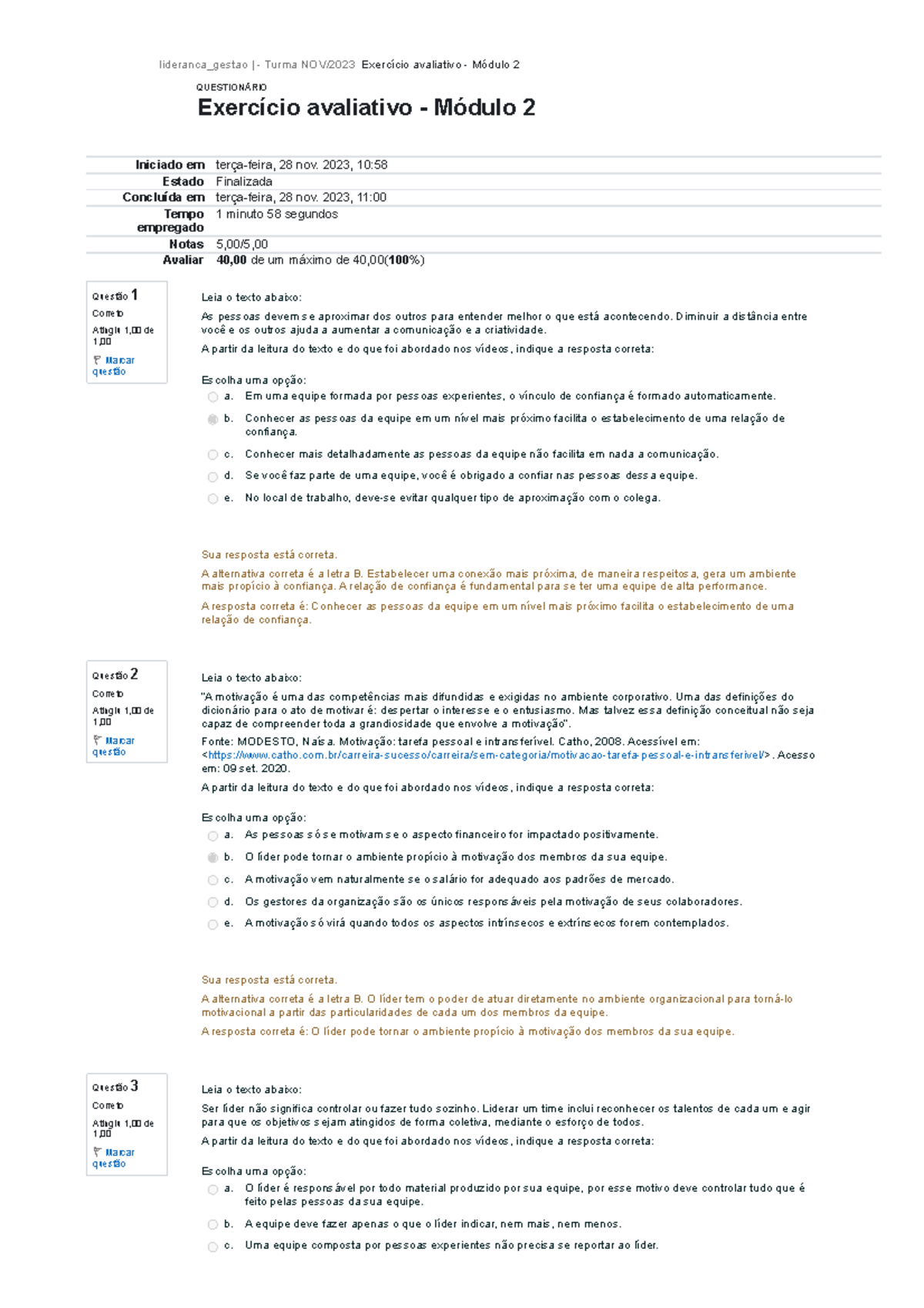 Exercício Avaliativo - Módulo 2 Revisão Da Tentativa - Questão 1 ...