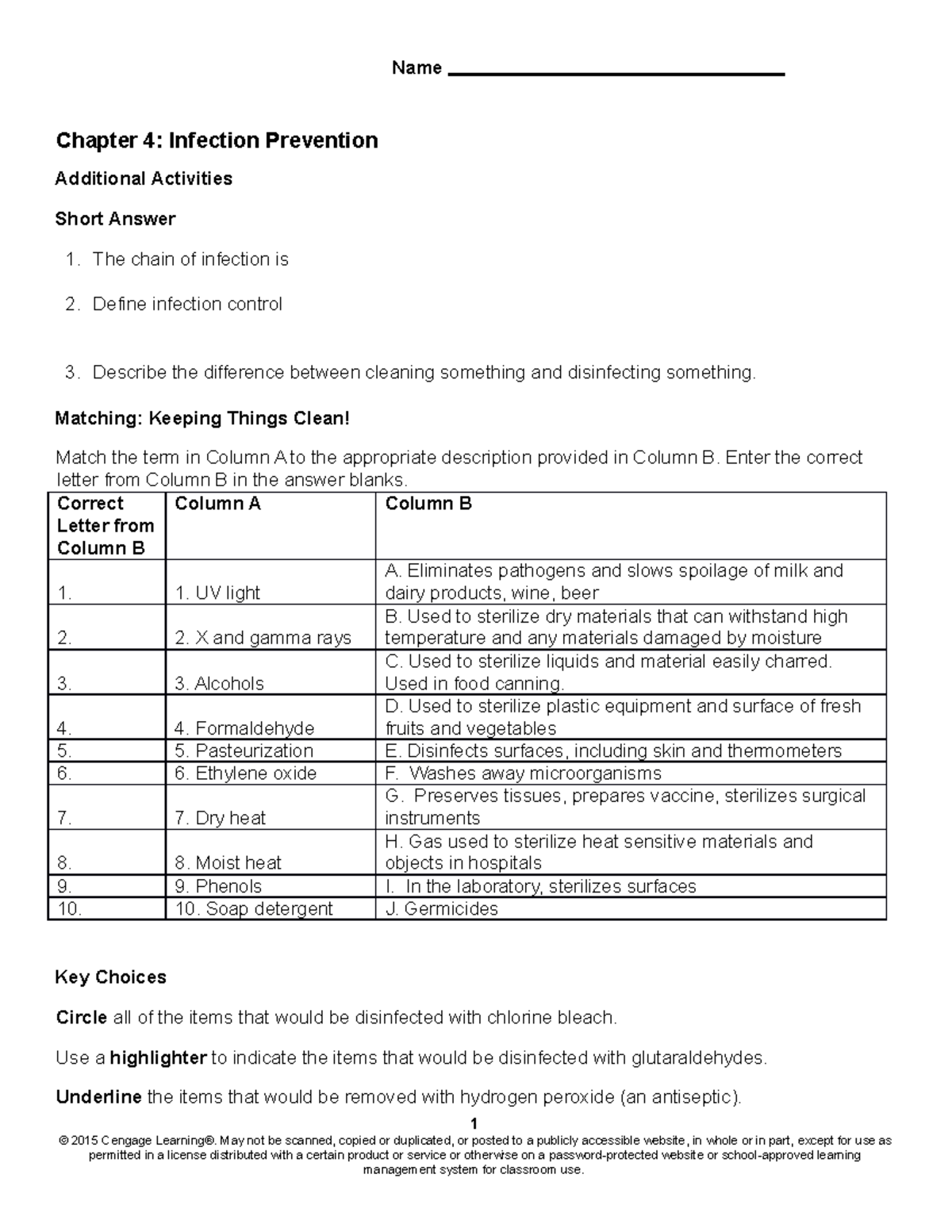 Ch04 Additional Activities - Name Chapter 4: Infection Prevention ...