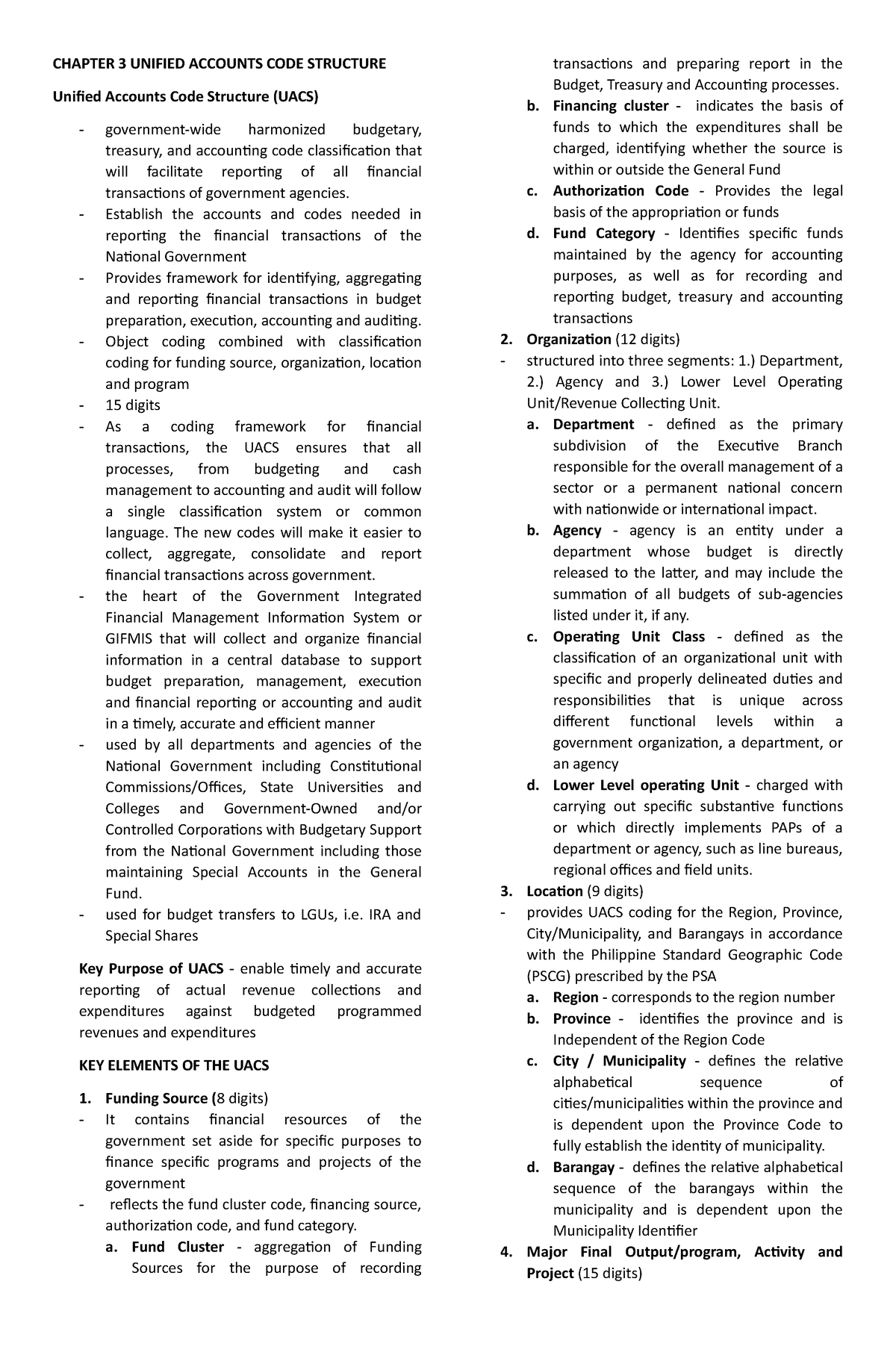 Chapter 3-4 uacs and rca - CHAPTER 3 UNIFIED ACCOUNTS CODE STRUCTURE ...