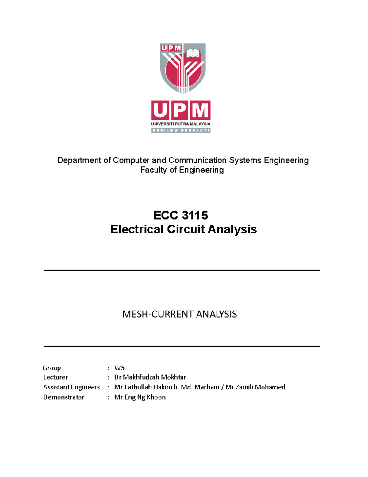 LAB 5 - MESH Current Analysis - Department of Computer and ...