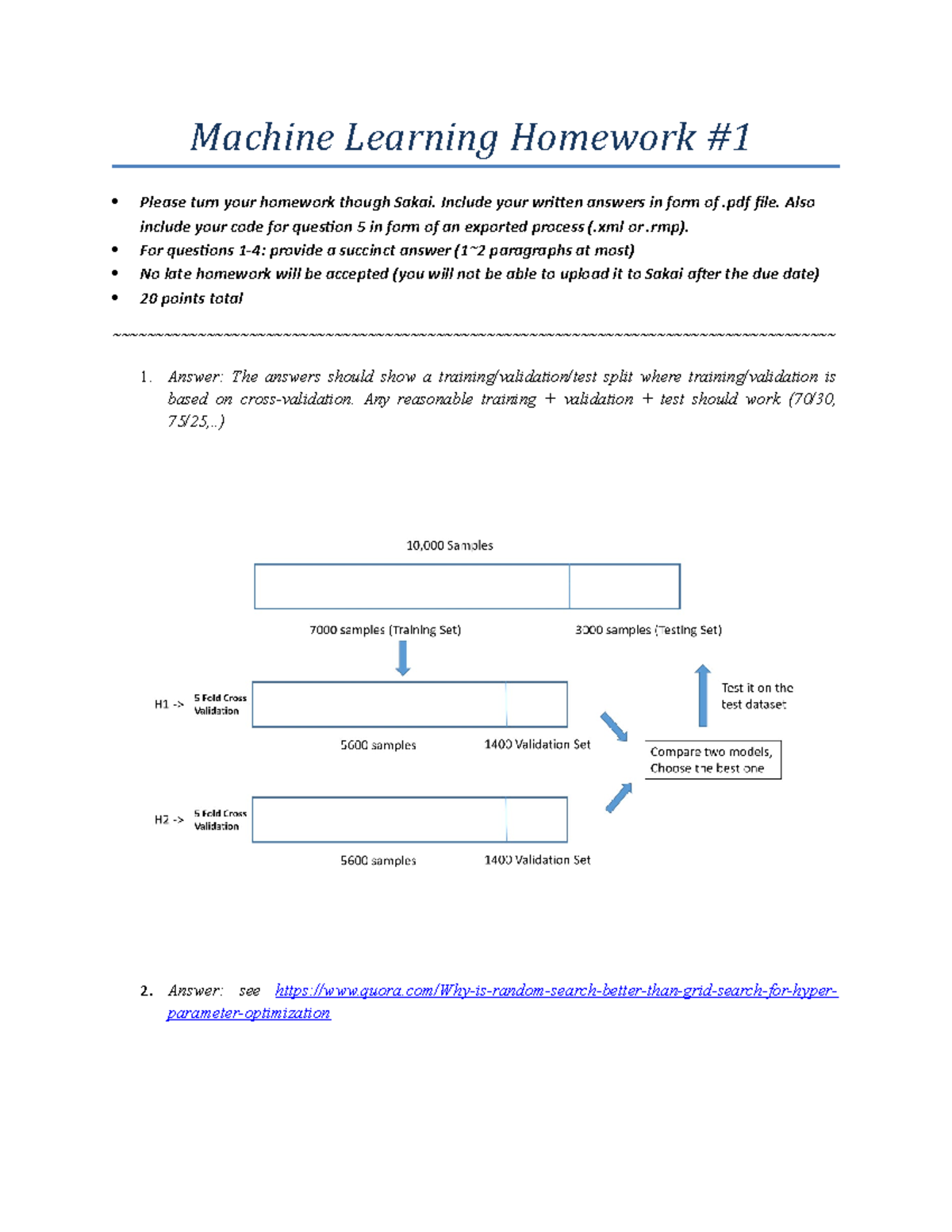 machine learning homework assignments