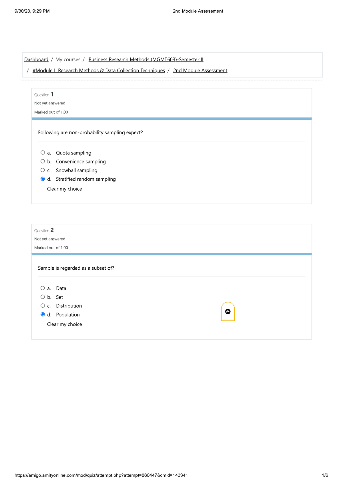 BRM Module 2 - Assignment - Question 1 Not Yet Answered Marked Out Of 1 ...