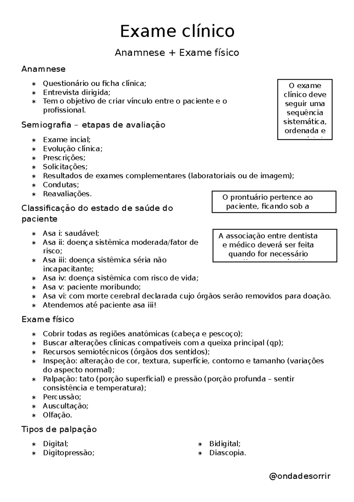 Ficha de Anamnese e Exame Físico, PDF