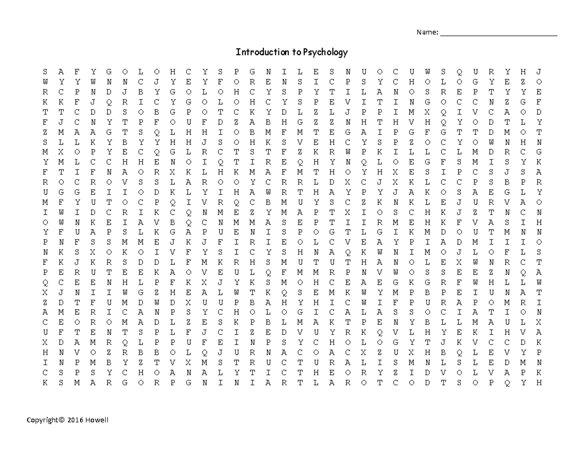 introductionto-psychology-word-search-1-copyright-2016-howell-name