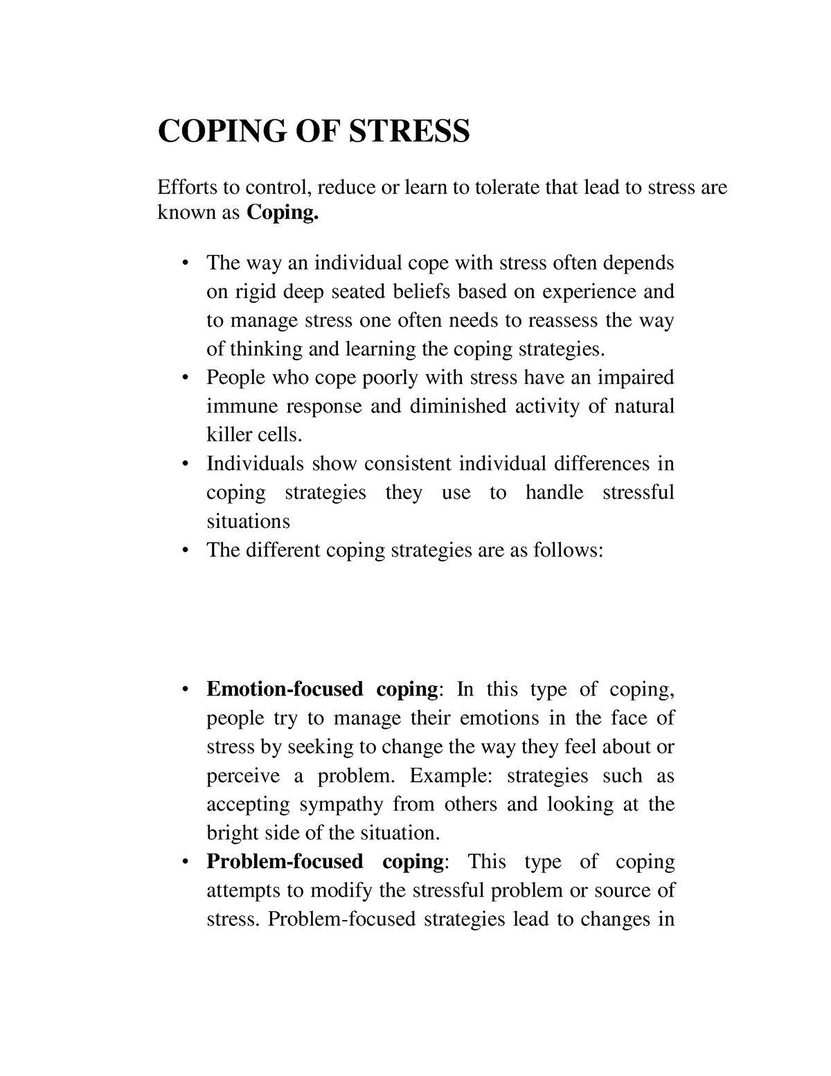 coping stress essay