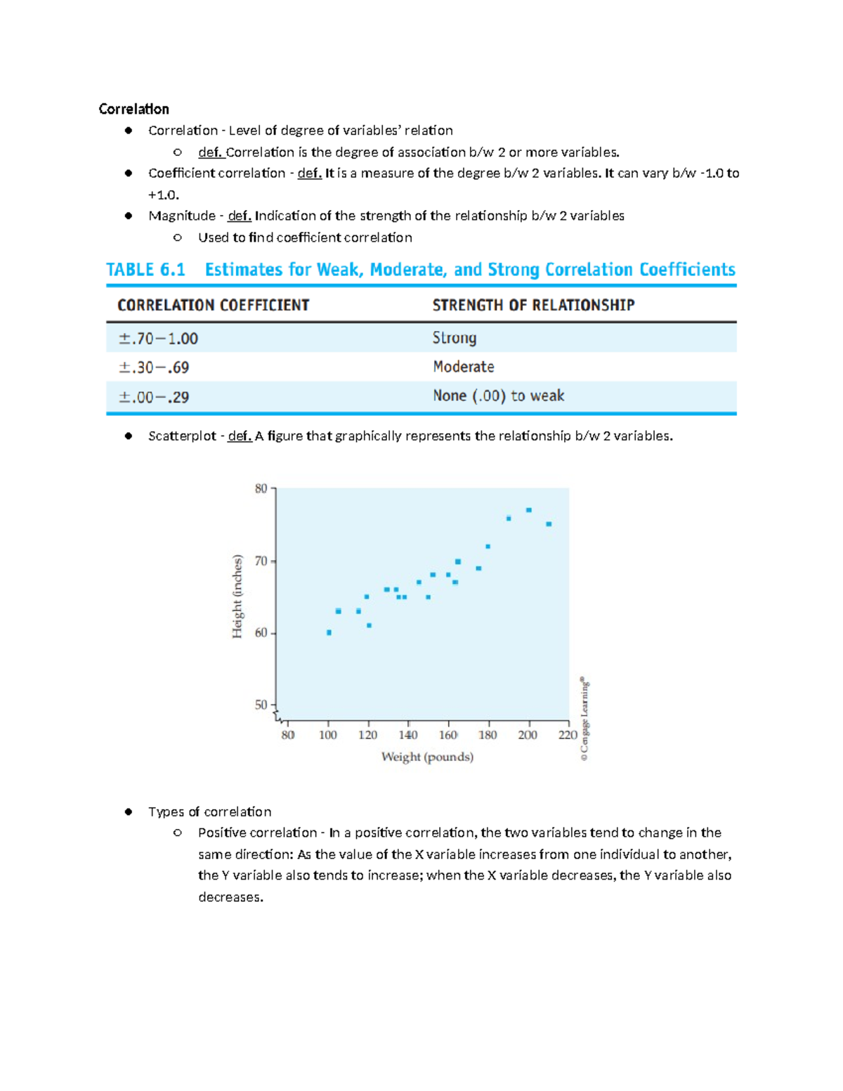 Stats Notes Sem 1 - Correlation Correlation - Level of degree of ...