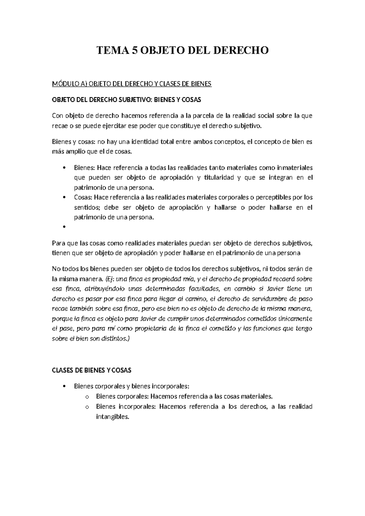 TEMA 5 Objeto DEL Derecho - TEMA 5 OBJETO DEL DERECHO MÓDULO A) OBJETO ...