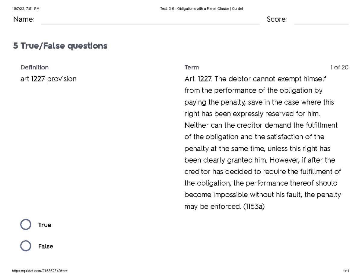 LAW 6 - This course is all about law on obligations and contract ...