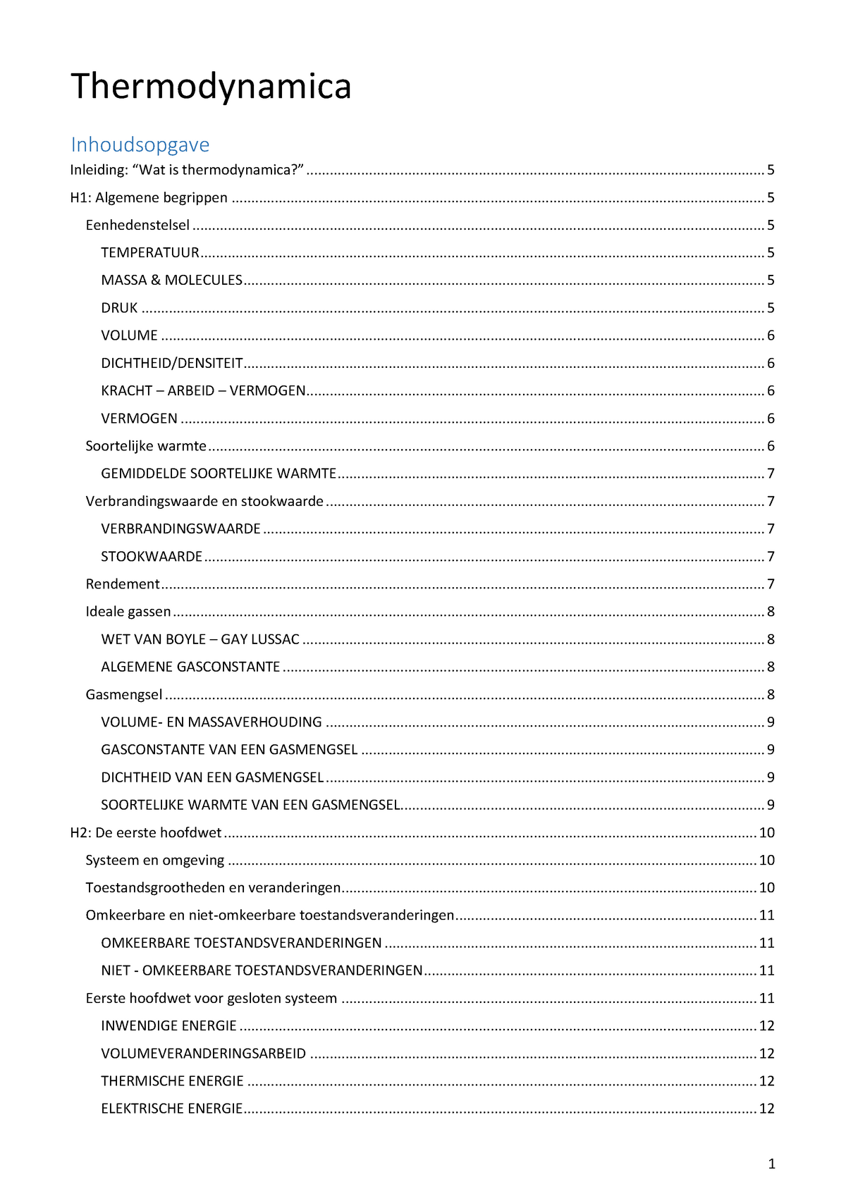 Samenvatting-thermodynamica - Thermodynamica Inhoudsopgave Inleiding ...