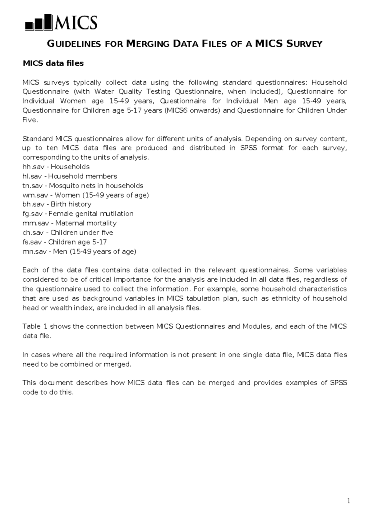 FAQ - Merging MICS data files - 2019 0228 - GUIDELINES FOR MERGING DATA ...