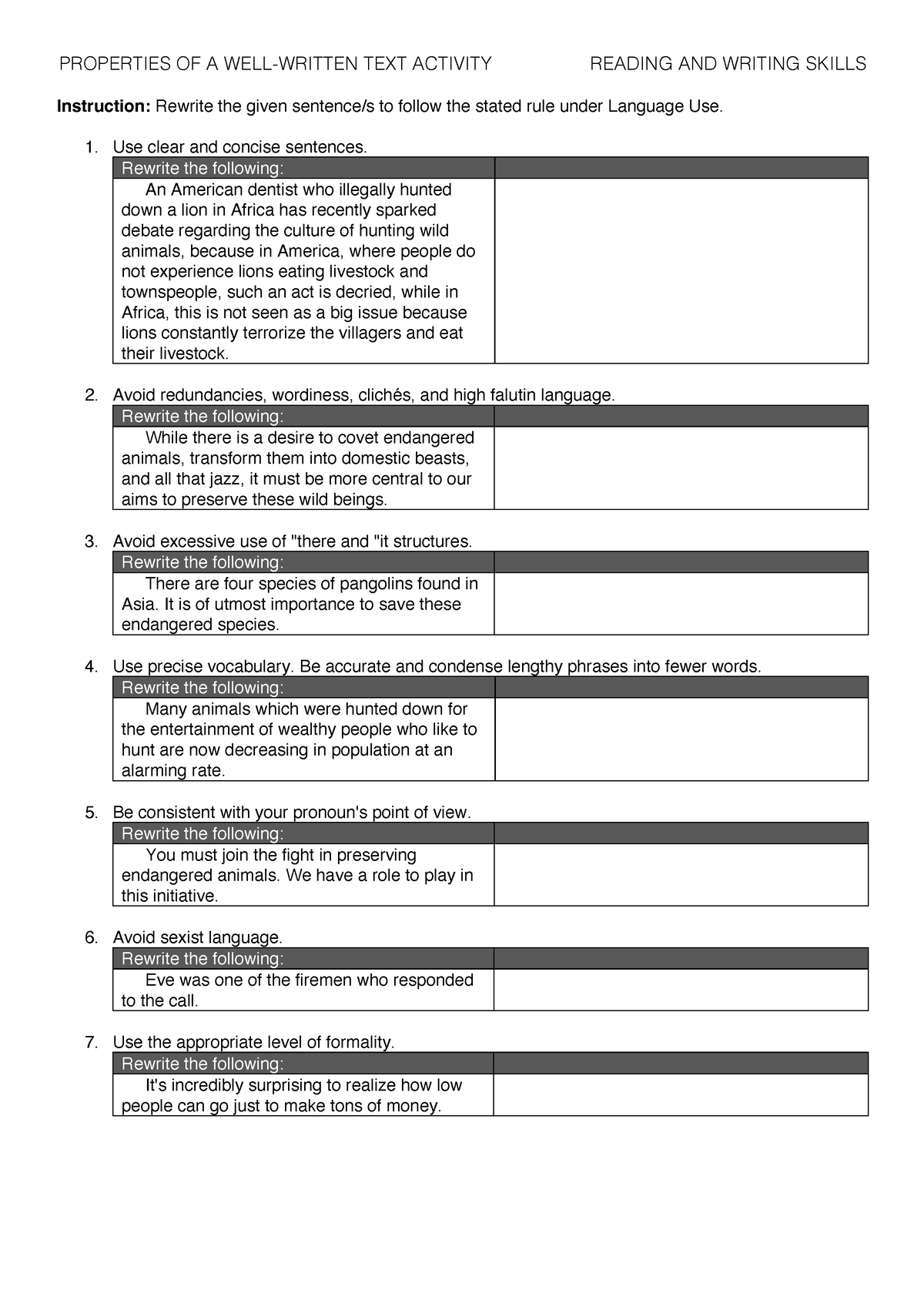 properties-of-a-well-written-text-activity-language-and-literature