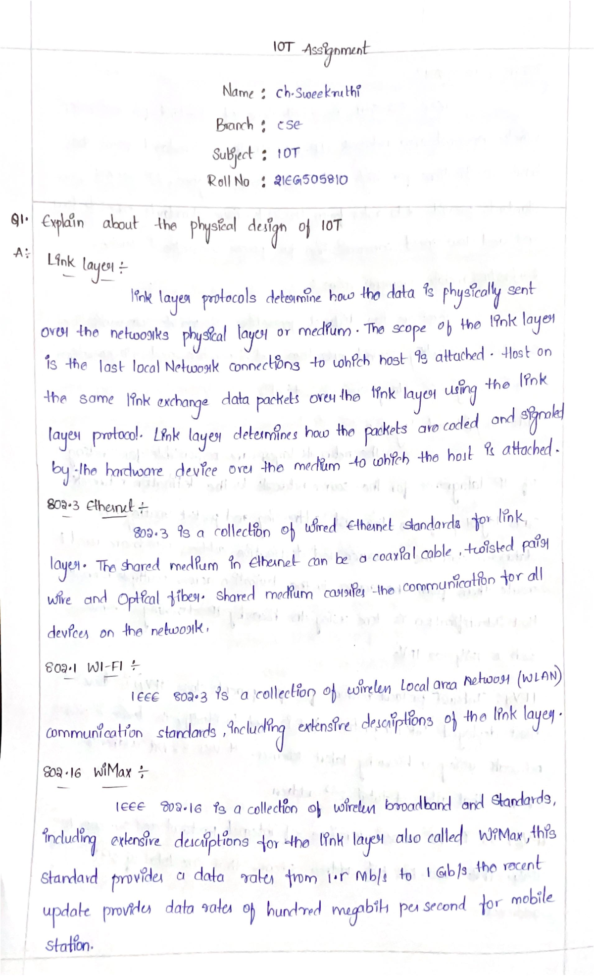 Iot assignment 1 - computer science - Studocu