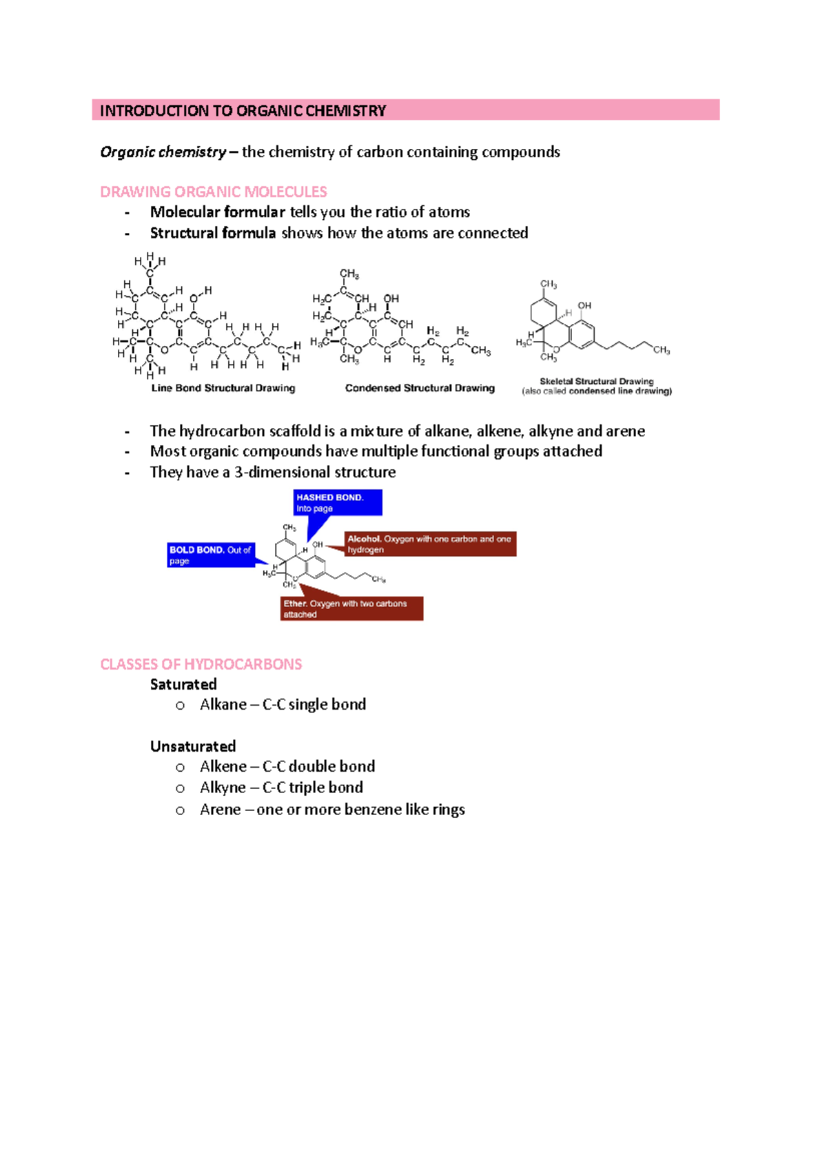 Week 1 Lecture Notes - INTRODUCTION TO ORGANIC CHEMISTRY Organic ...